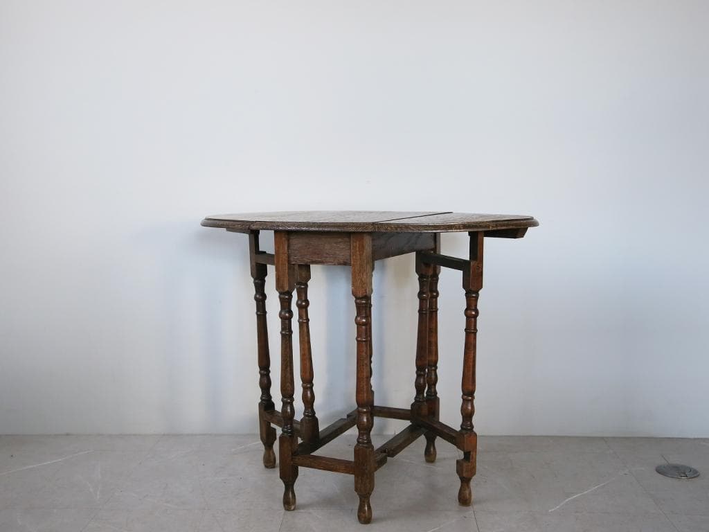 英国アンティーク木製ゲートレッグテーブル/ダイニング机バタフライ(92-119)