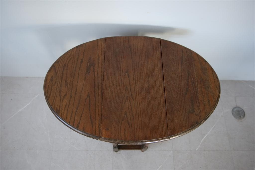 英国アンティーク木製ゲートレッグテーブル/ダイニング机バタフライ(92-119)