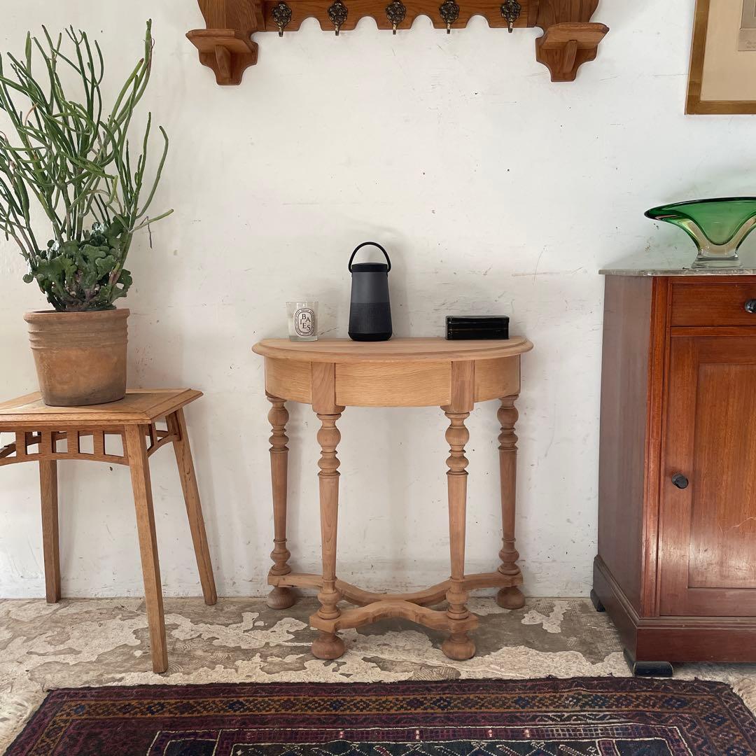 ビンテージラウンドサイドテーブル ローテーブルコーヒーテーブル剥離