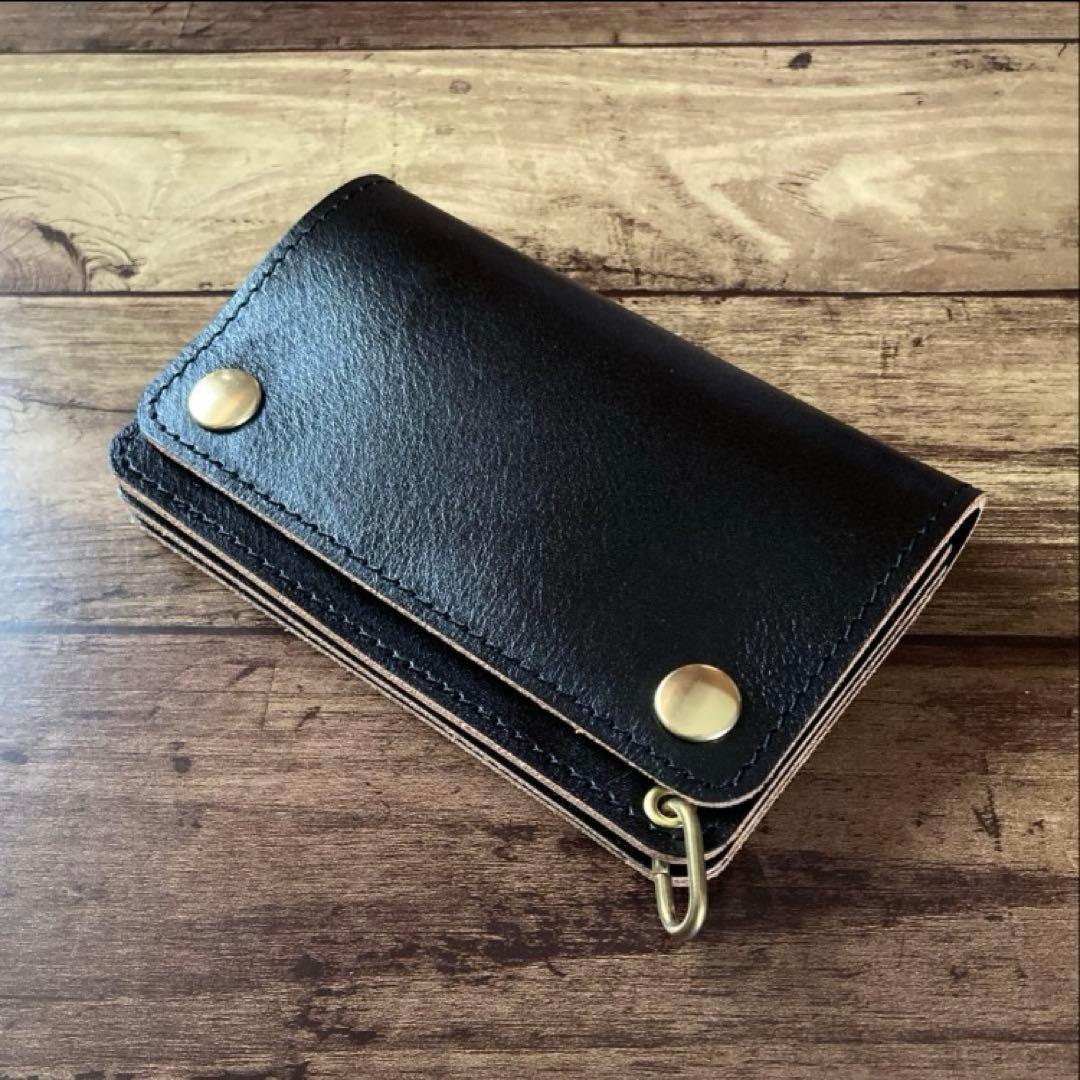 【やかん】ミドルトラッカーウォレット茶芯ブラック【お札を折らずに収納】