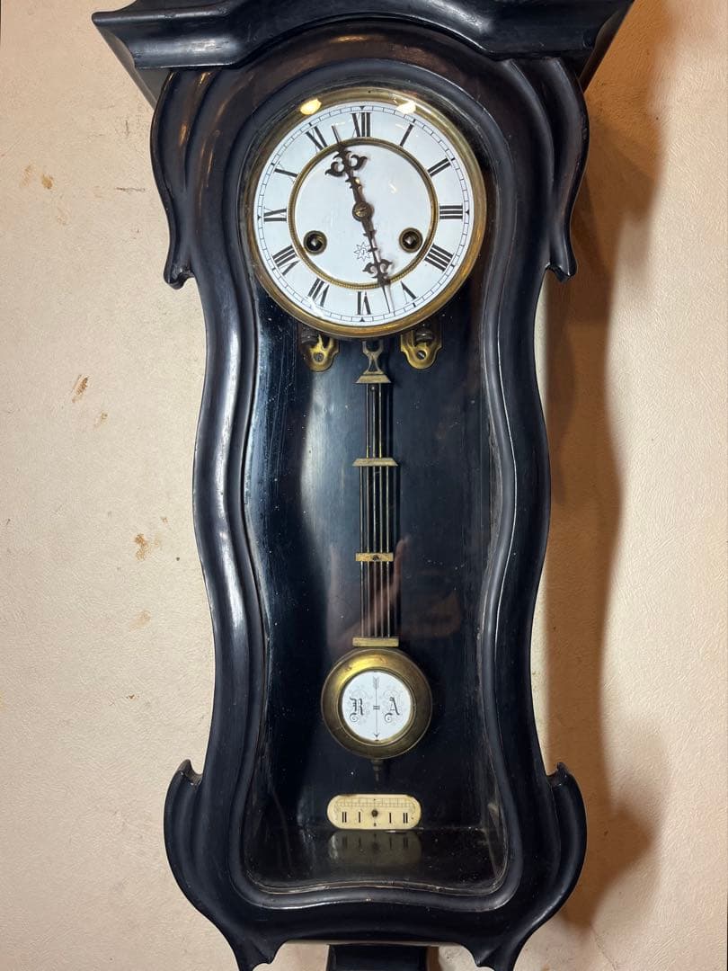 ユンハンス　バイオリン型　柱時計　古時計　振り子　ゼンマイ　レトロ　精工舎