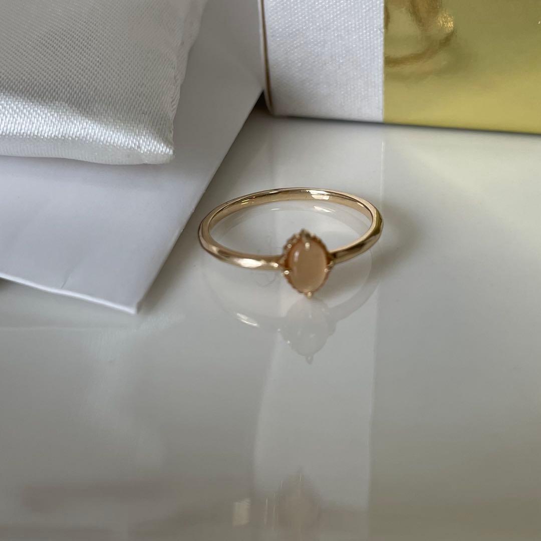 ete 美品 K10イエローゴールド オレンジムーンストーンリング　5号