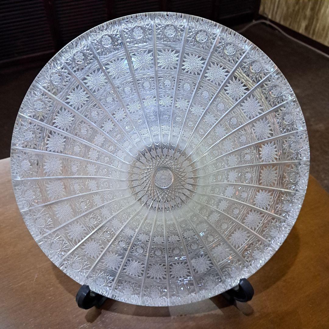 ボヘミアガラス 飾り皿 大皿 直径35cm ボヘミアンガラス ボヘミアン