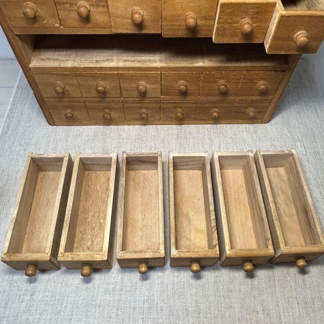 s*a様 整理木箱 引き出し 古家具 木製 マス目 小引き出し