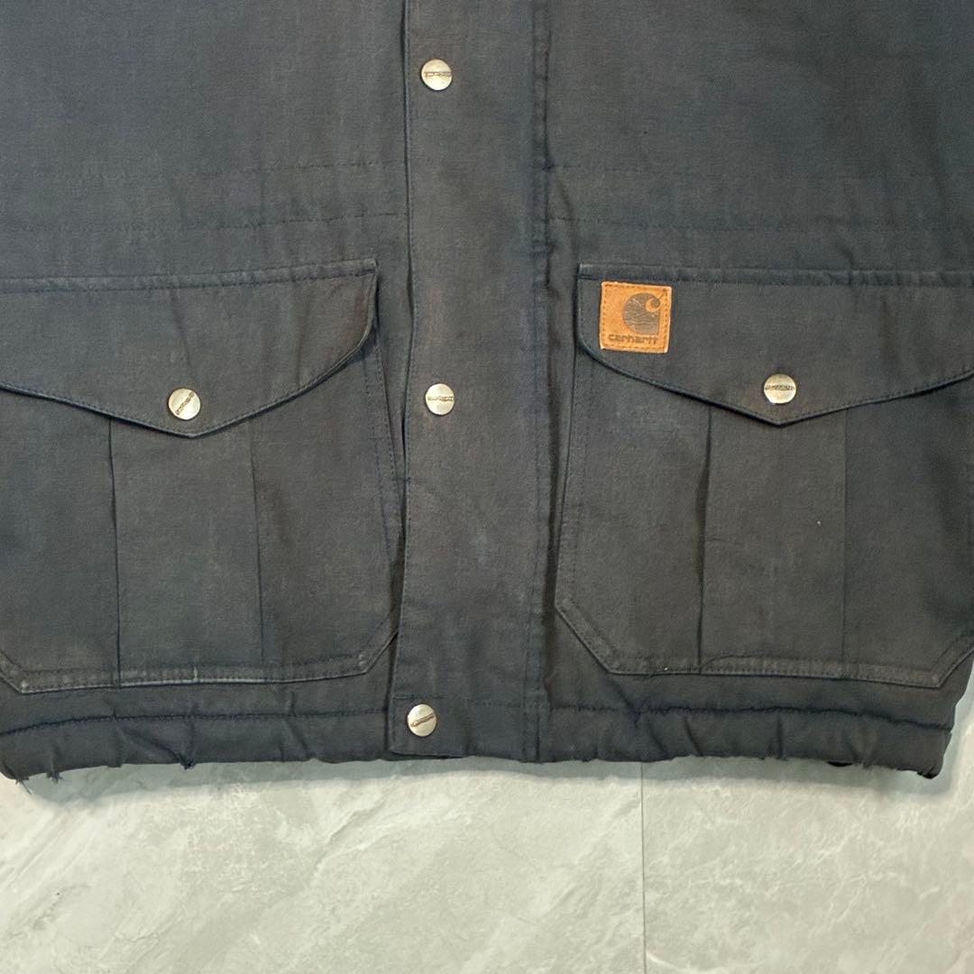 カーハート 裏ボア ダック地パーカー ネイビー アメカジ ストリート ワーク