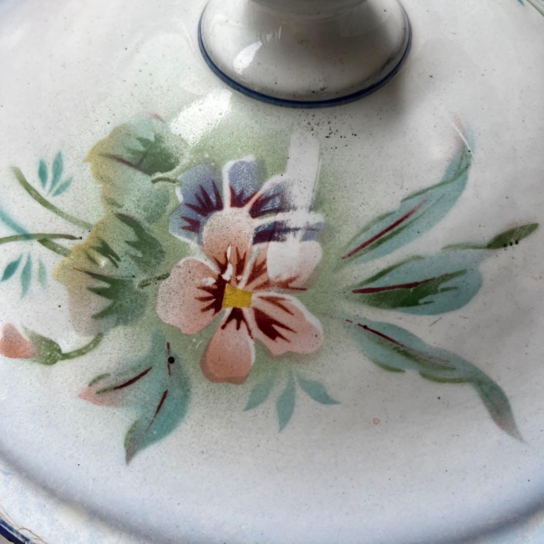 フランスアンティーク JAPY スミレとスズランホーロースーピエール