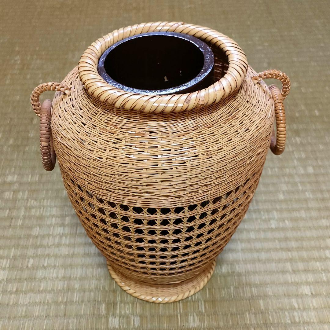 竹花籠 レトロ 竹細工 竹籠 花籠 茶道具 耳付き 生花 竹清 竹清