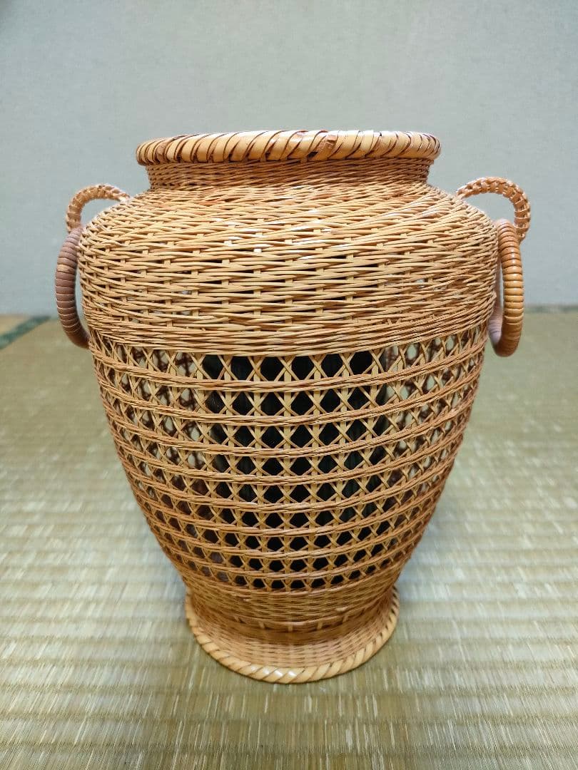 竹花籠 レトロ 竹細工 竹籠 花籠 茶道具 耳付き 生花 竹清 竹清
