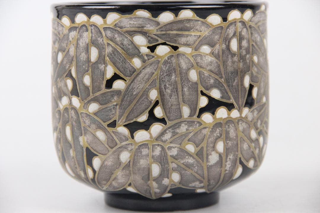 京焼 八世乾山 山本如仙作品 笹 雪笹絵 共箱 茶道具