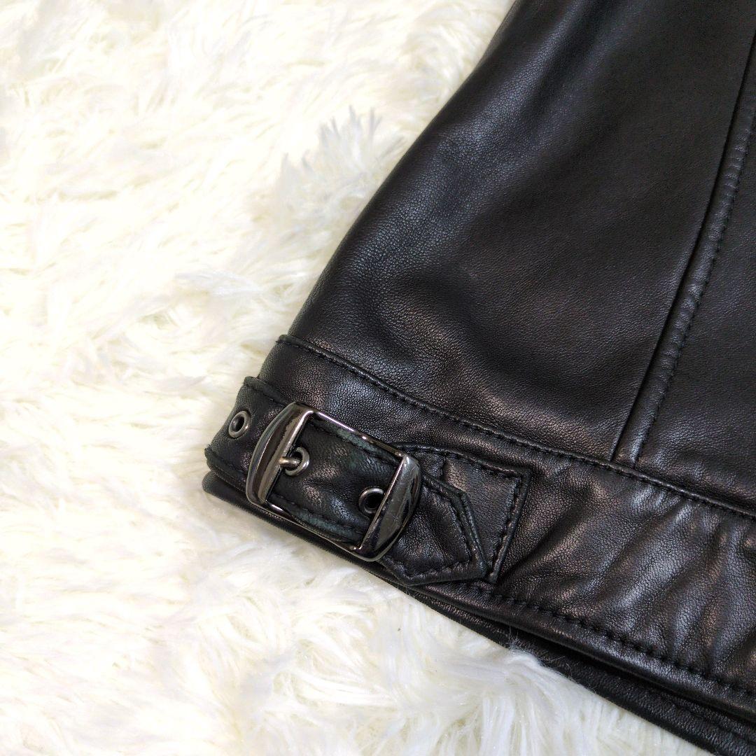 メンズビギ 羊革 ラムレザー シングル ジャケット 2way ブラック 黒