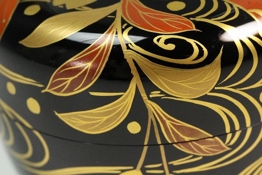 茶道具 花筏蒔絵 乾漆大棗 塗師 奥津一心斎作 共箱 美品(K-LC711