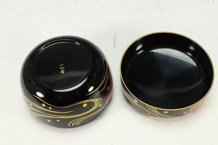 茶道具 花筏蒔絵 乾漆大棗 塗師 奥津一心斎作 共箱 美品(K-LC711