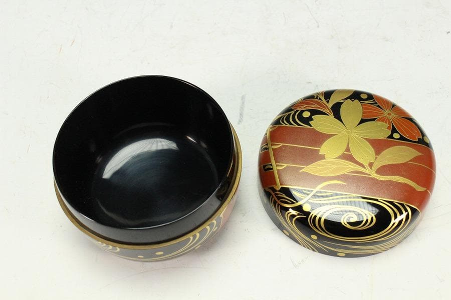 茶道具 花筏蒔絵 乾漆大棗 塗師 奥津一心斎作 共箱 美品(K-LC711