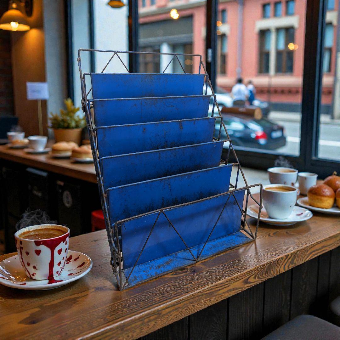 昭和レトロ ブックスタンド ブルー 昔、病院や床屋、喫茶店にありました