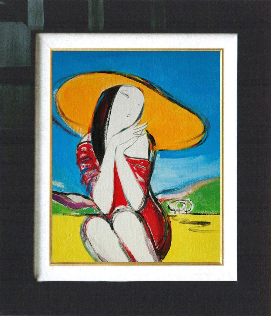 油絵 菅家令子 絵 絵画 インテリア F3-010511 女性(夢見る夢子さん）