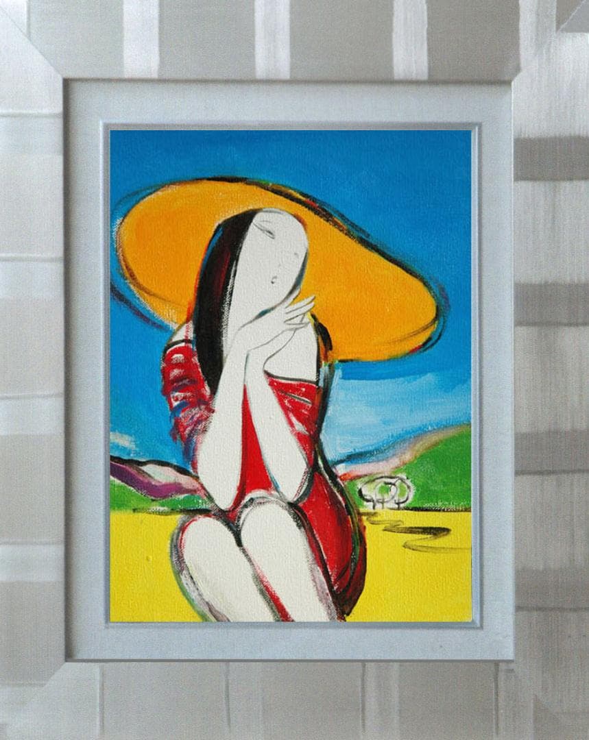 油絵 菅家令子 絵 絵画 インテリア F3-010511 女性(夢見る夢子さん）