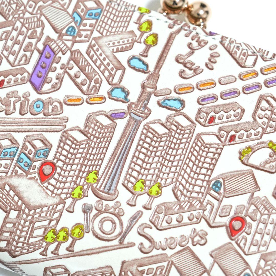 【未使用品】友禅文庫 マップ柄 がま口二つ折り財布 牛革 日本製