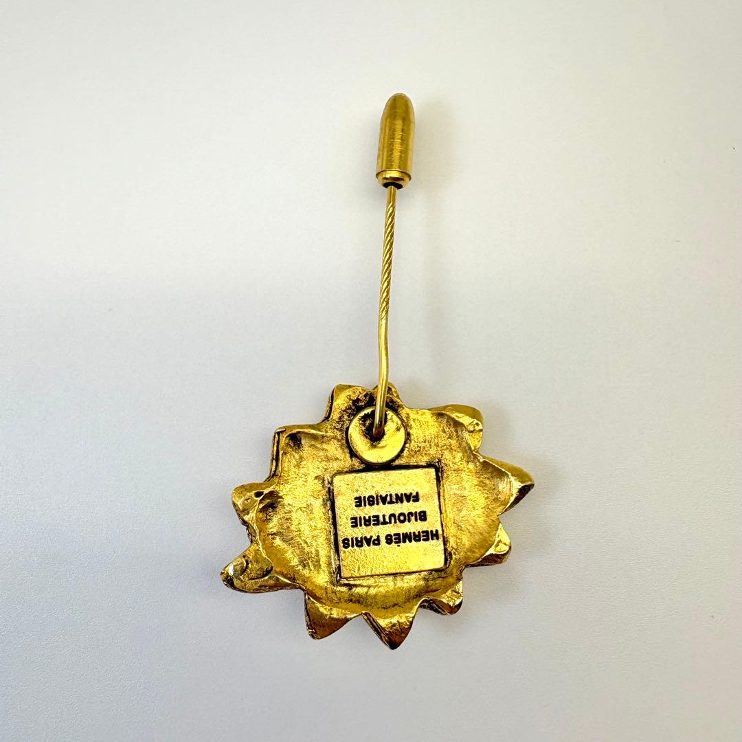 HERMES エルメス ピンブローチ 太陽モチーフ ヴィンテージ