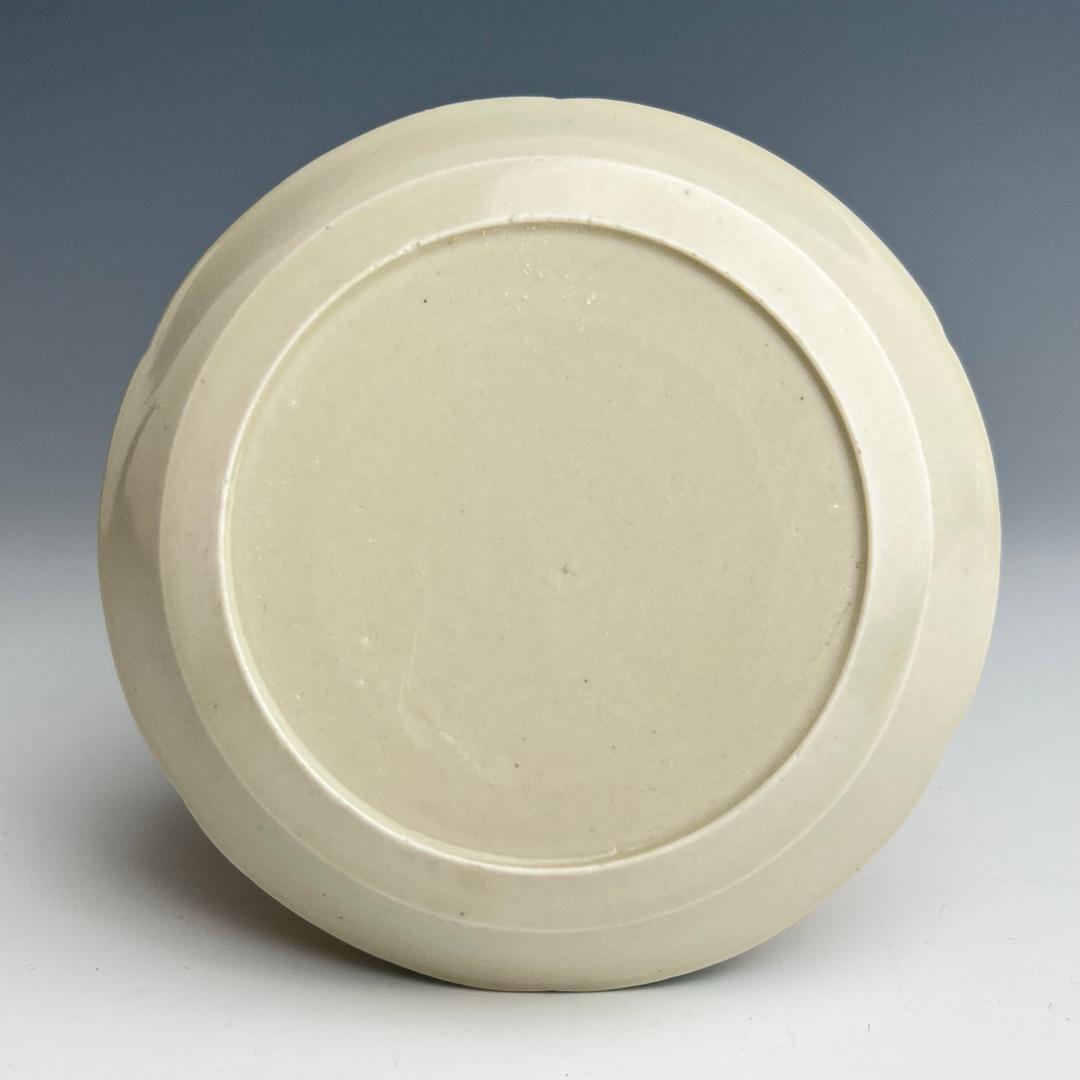 定窯 白磁陵花小盤 陰刻双魚紋 宋時代 擺件 古玩 中国