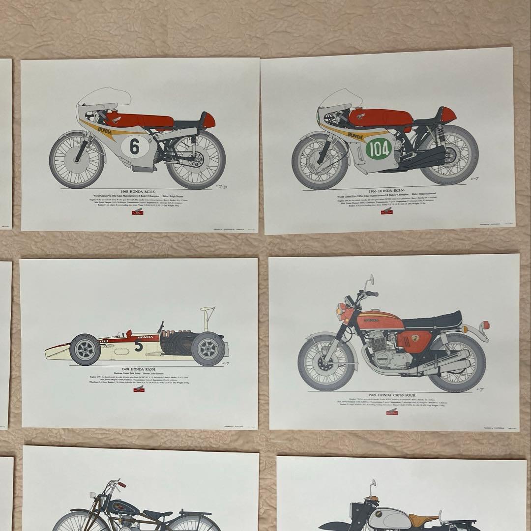ホンダ バイクと車のイラストレーション18枚と額の通販はau PAY