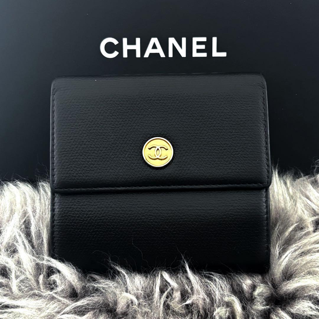 極美品✨】シャネル 財布 ココボタン Wホック 三つ折 - メルカリ