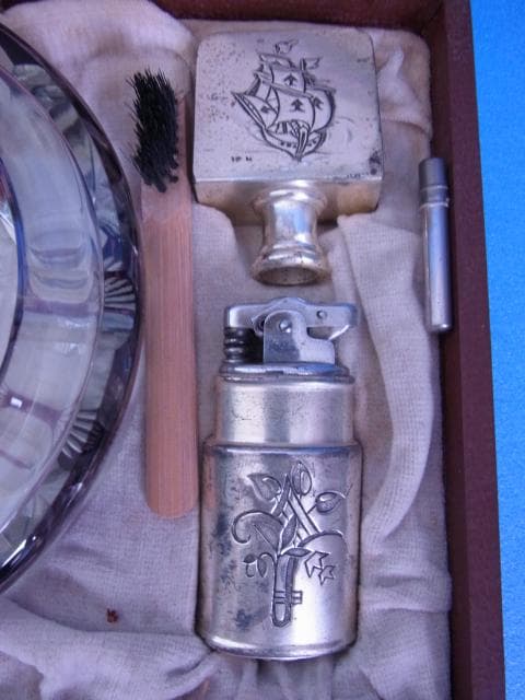 未使用品 和ガラス 切子 煙草セット 三越 戦前 デットストック 昭和