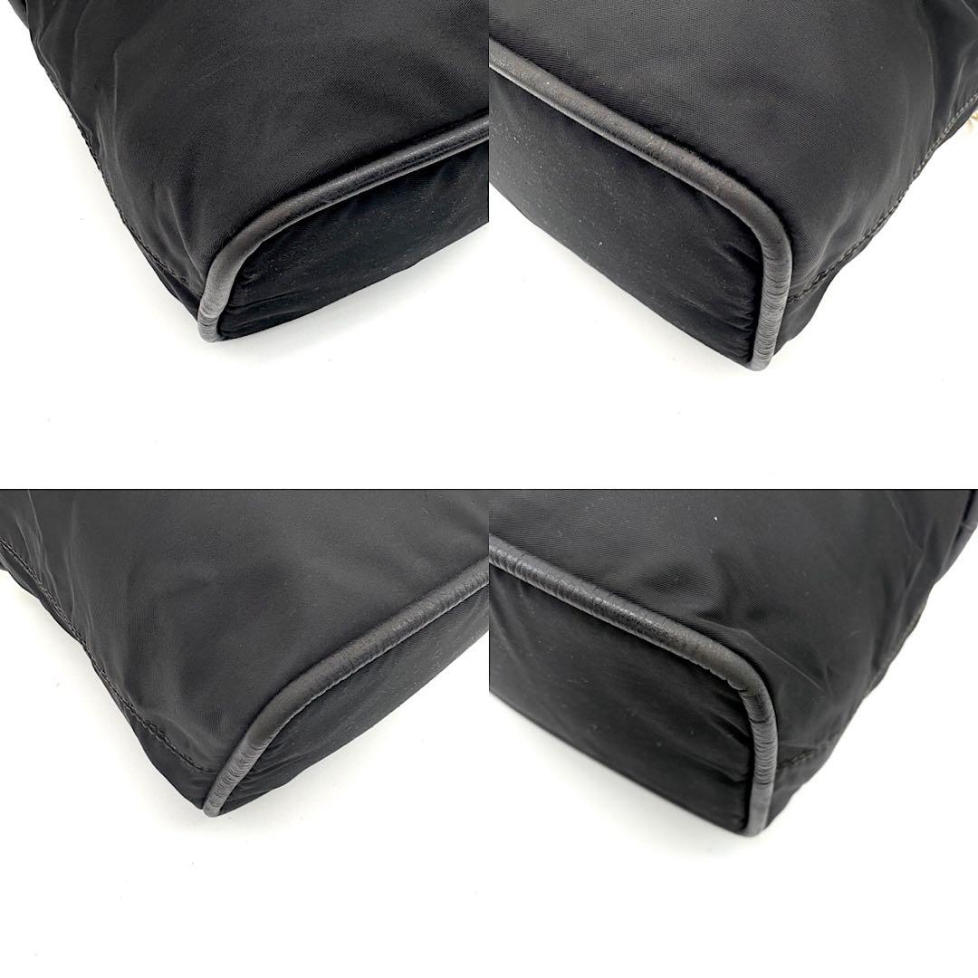 CELINE　ハンドバック　黒　ナイロン　サークル金具　スクエア　レザー