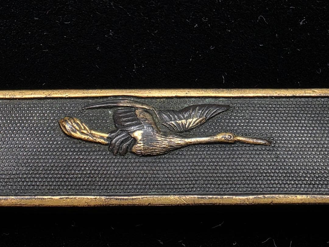 無銘 小柄 赤銅魚々子地人物に鳥図 拵 日本刀 刀装具 骨董 古美術 江戸時代