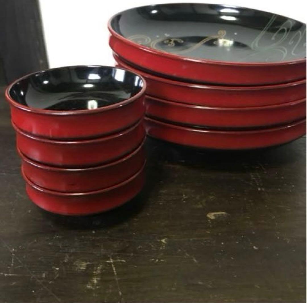 美品　輪島塗　蒔絵　当時物　漆器　刺身皿　取り皿　銘々皿　お祝い事　共箱付き