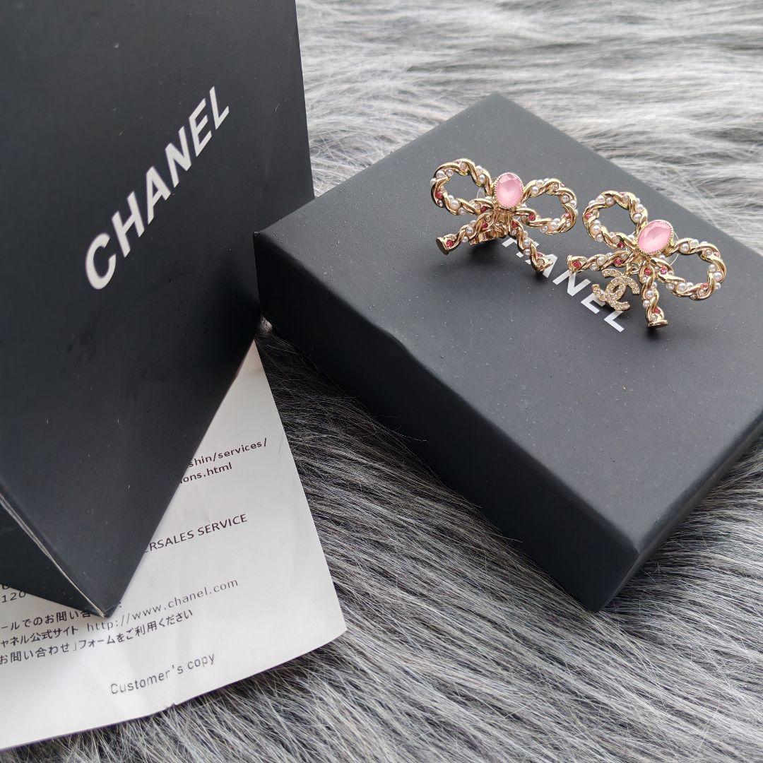 CHANEL シャネル ピアス リボン ピンク - メルカリ