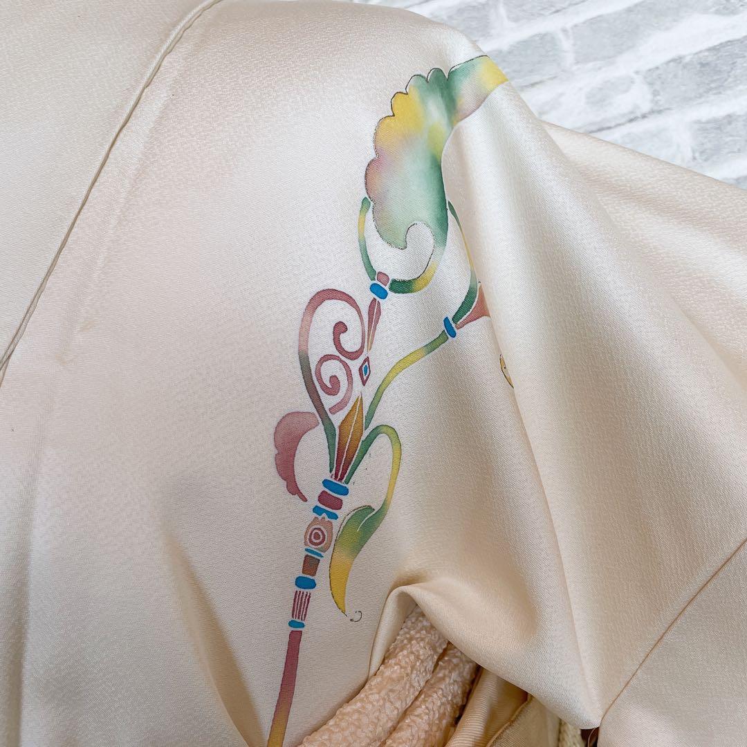 訪問着 フルセット 西洋柄 オフホワイト 金彩加工 着物 Q5