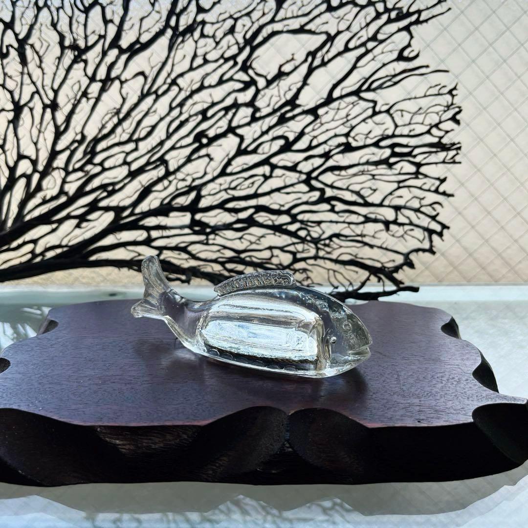 骨董 時代ガラス 珍品 魚型プレス 金平糖瓶？ 文鎮？ 用途不明 ウラン