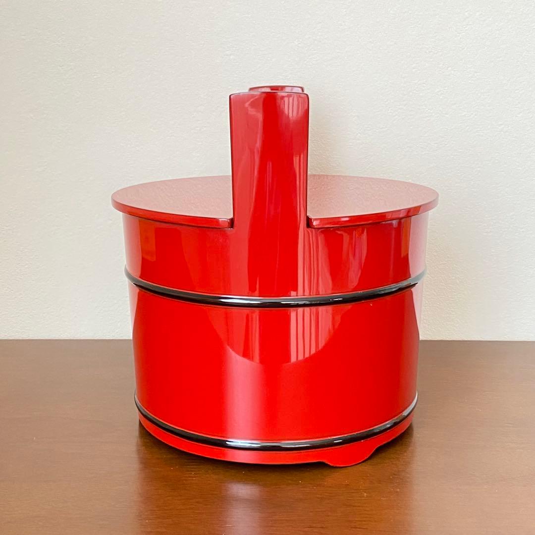 手桶水指 輪島塗 朱　高崎秋峰　共箱入　茶道具　茶器　漆芸　伝統工芸品
