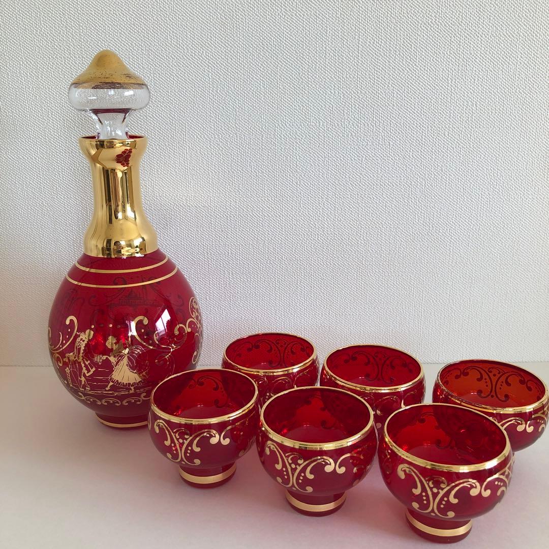 ヴェネツィアンガラス 酒器セット ベネチアンデキャンタ&グラスセット