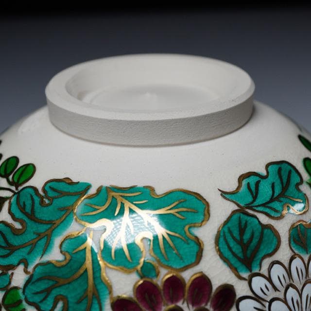 杉田祥平 色絵秋草画茶碗 共箱 清閑寺窯 茶道具 抹茶碗 京焼