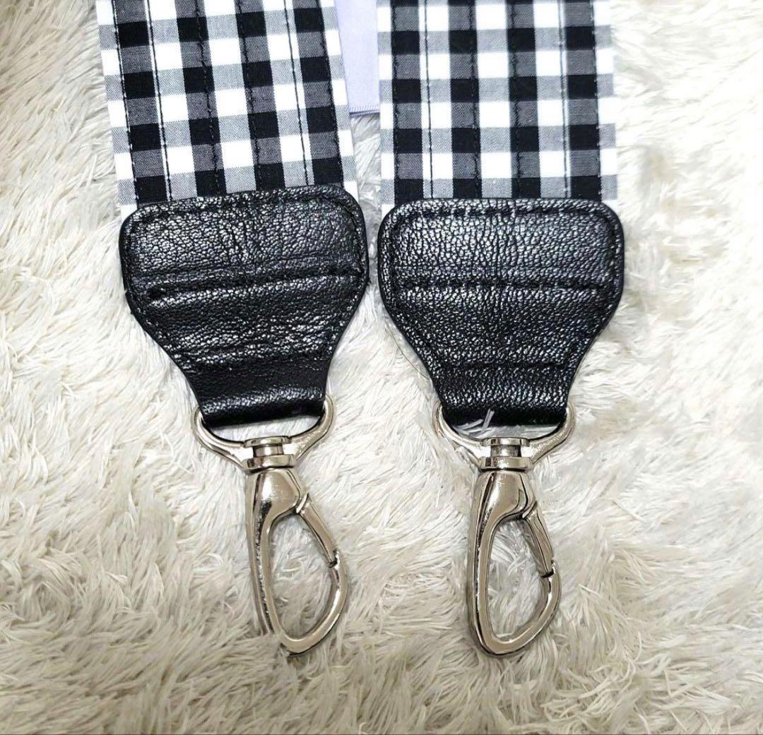 【美品】セツコサジテール　ショルダーストラップ　ギンガムチェック　ブラック 羊革