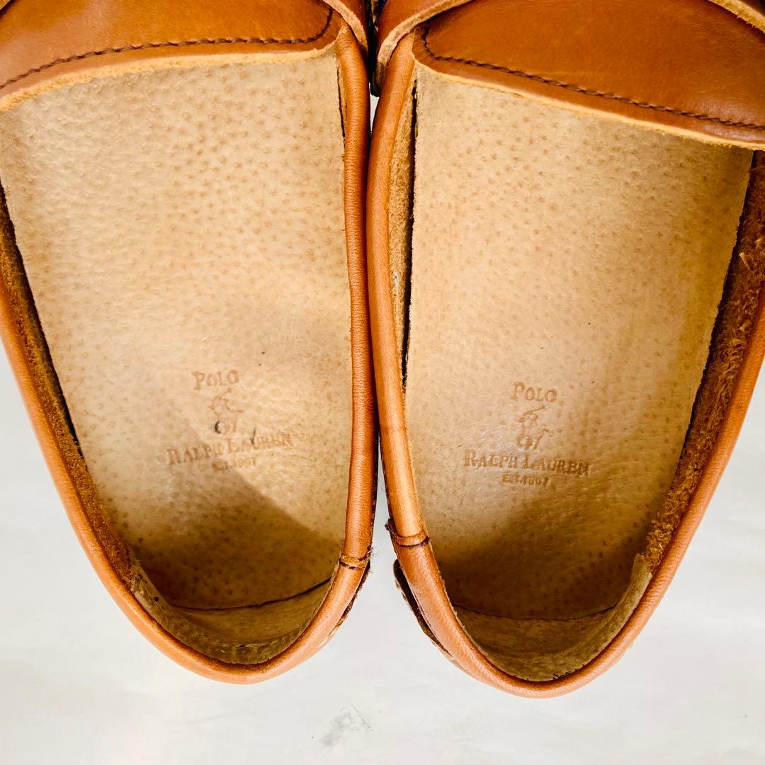 【美品】ポロ ラルフローレン 茶色 ローファー 25cm 除菌・消臭済み