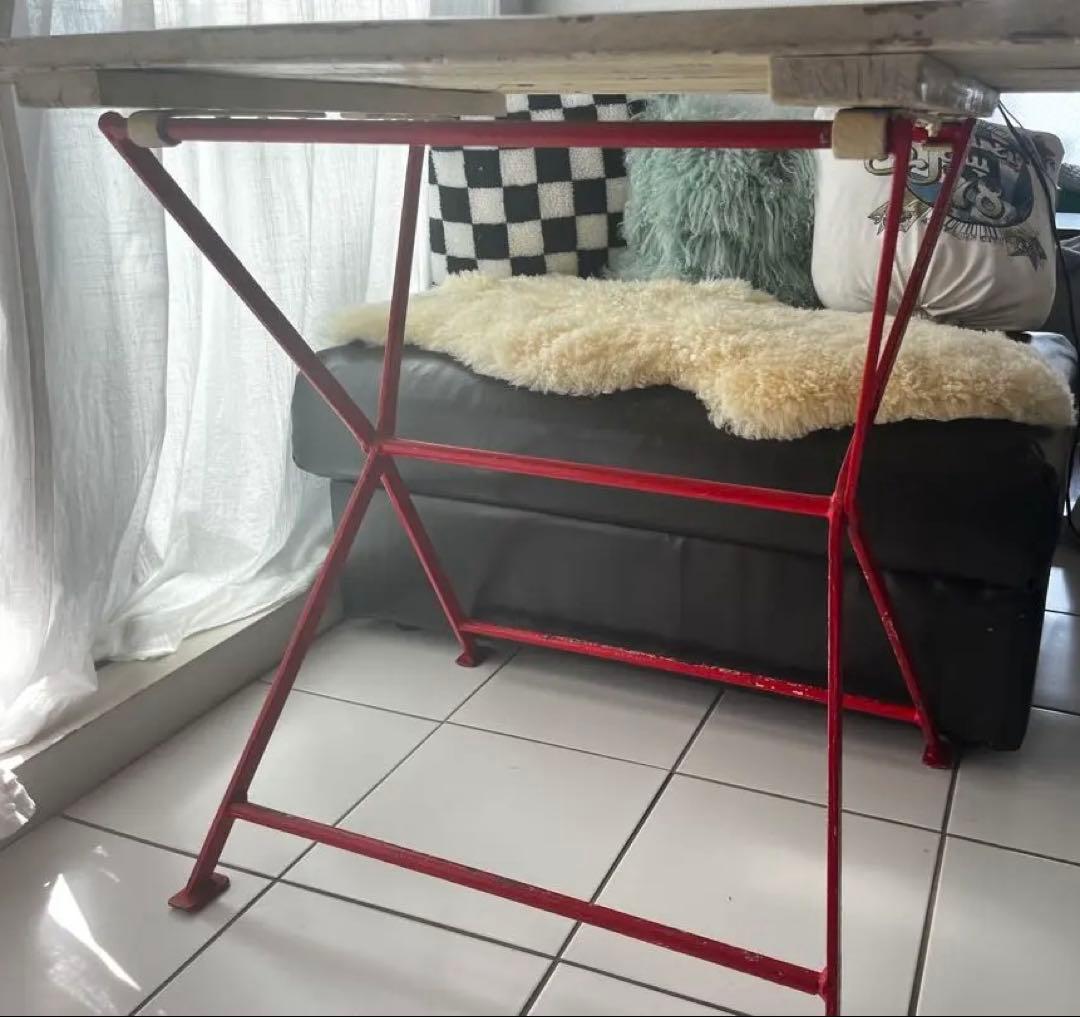 最終値下★赤い足のダイニングテーブル　アンティーク　デモデ 古家具シャビーシック