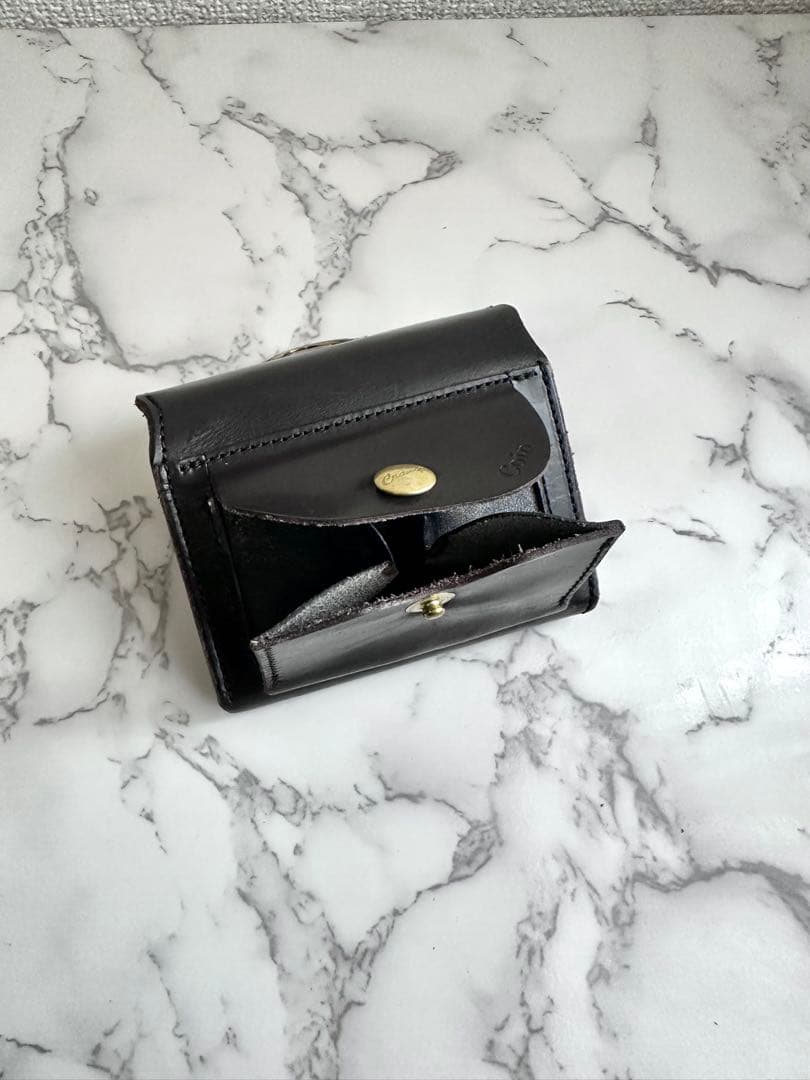 池之端銀革店 Cramp UKブライドルレザーフロント金具 コンパクトウォレット