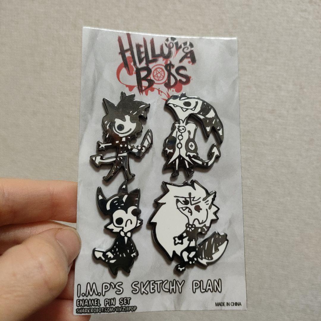 Helluva Boss ピン 4個セット I.M.P SKETCHY PLAN Helluva Boss IMP Sketchy Plan Enamel Pins Set Of 4