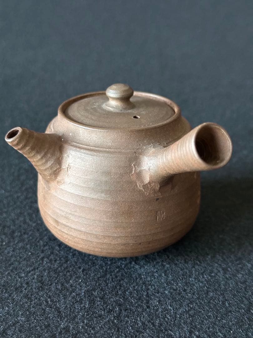 作家物 常滑焼 急須 漢詩彫【簾前花落常疑雨 樹裏