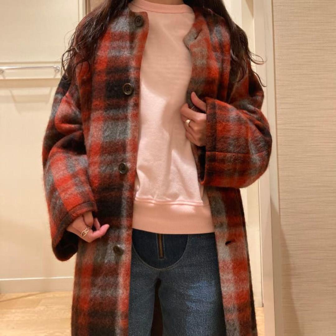 BEAMS BOY / スライバー タータンチェック オレンジ