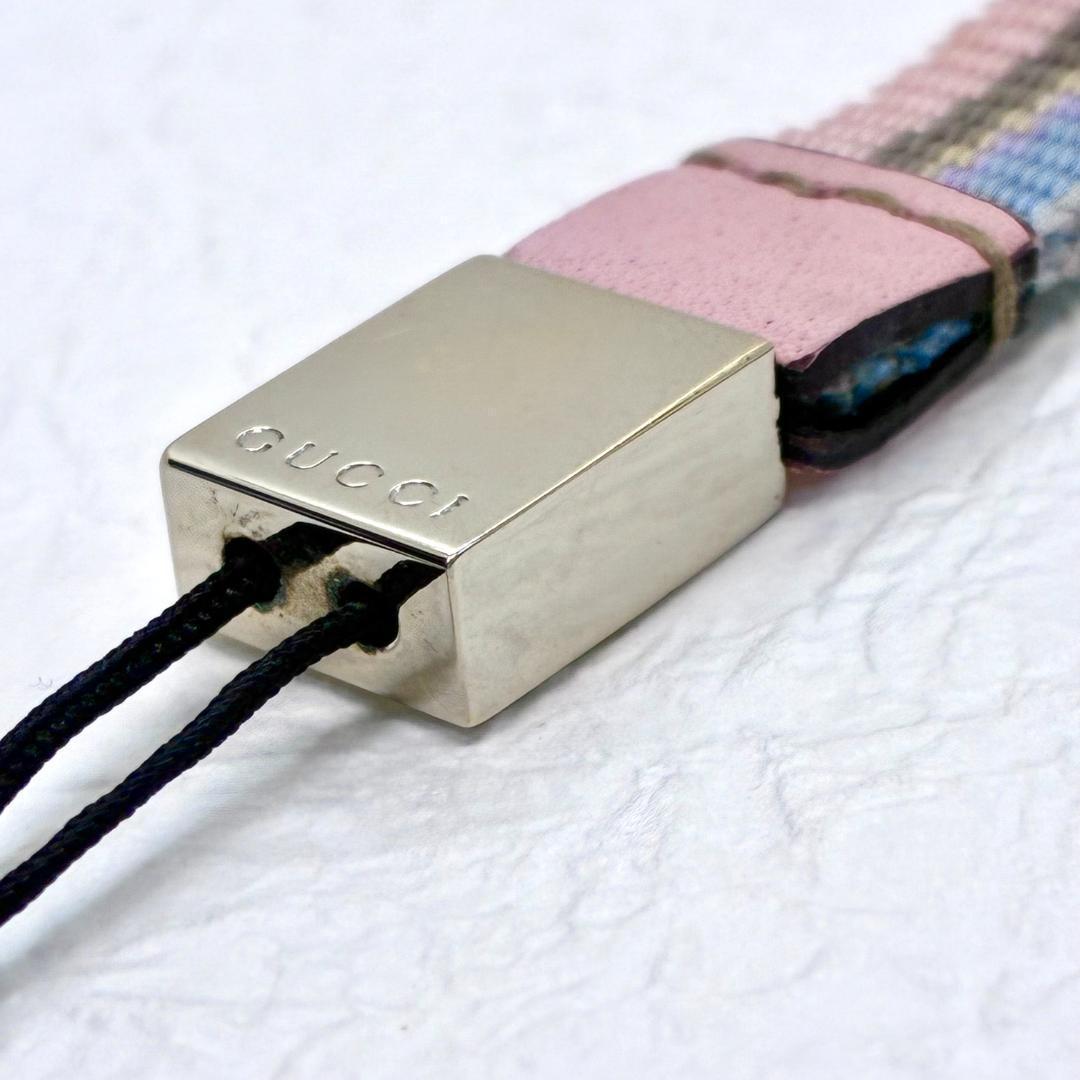 携帯 ストラップ GUCCI グッチ ピンク ブルー - メルカリ