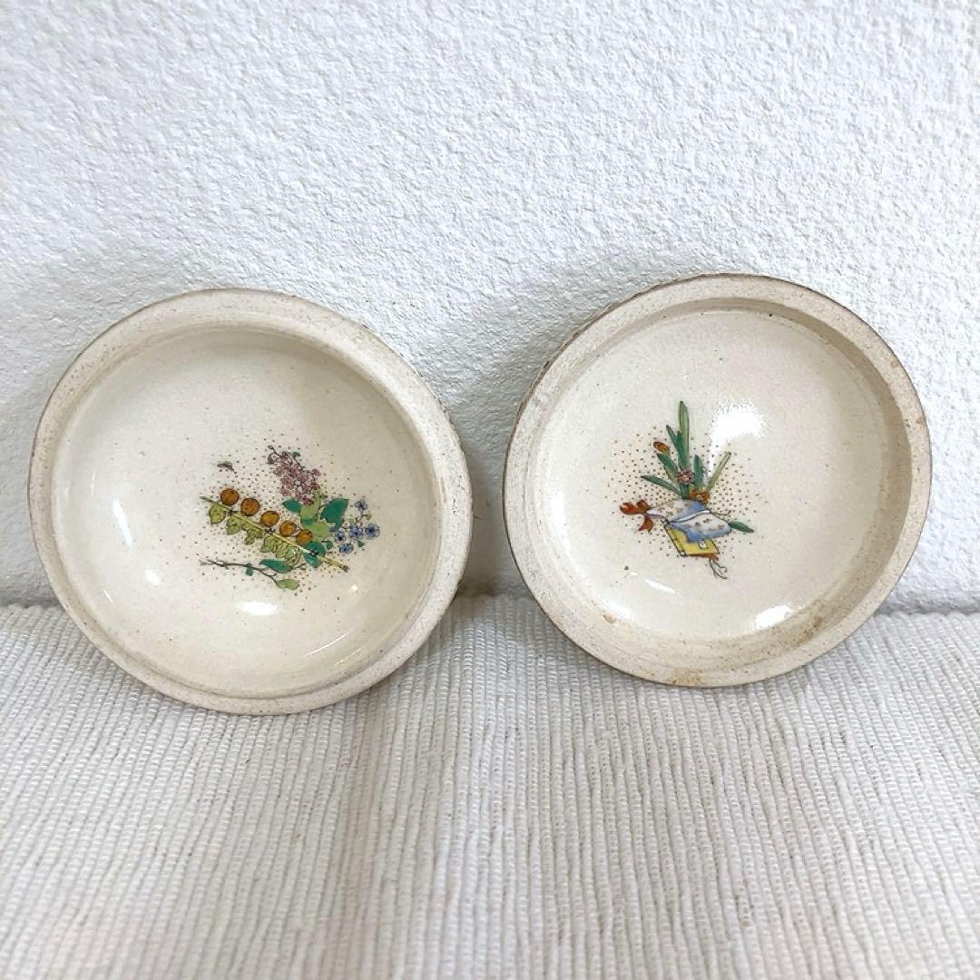 薩摩焼 白薩摩 香合 百蝶絵丸形 骨董 アンティーク 茶道具 インテリア