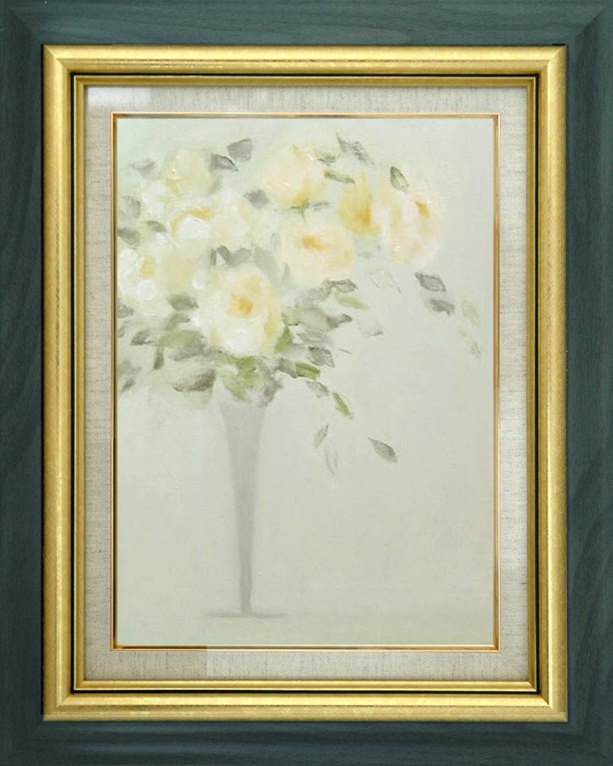 油絵 菅家令子 絵 絵画 インテリア 額付(白) uF6-113302 花