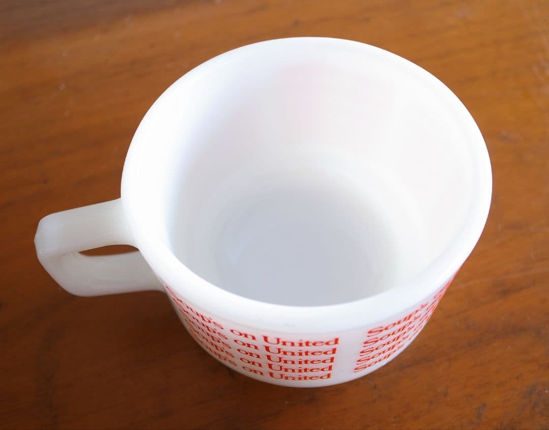 ユナイテッド航空 1970年代 耐熱ガラス製マグカップ／機内食 昭和レトロ