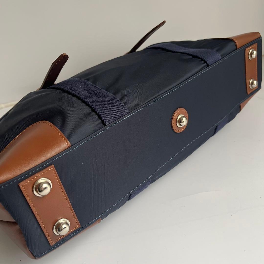 ✨未使用保管✨　Orobianco 　レザー　ナイロン　ビジネスバッグ　ネイビー