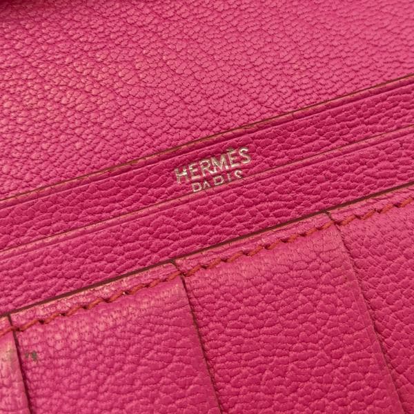 エルメス ベアンスフレ 長財布 ヴォーエプソン バイカラー グレージュ ピンク