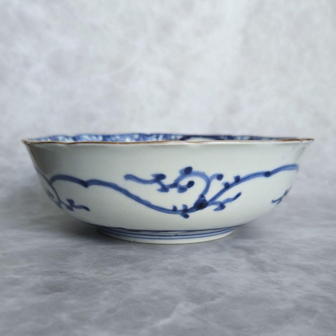 古伊万里 花唐草 深皿 江戸時代 染付 金彩 赤絵 金直し 金継ぎ