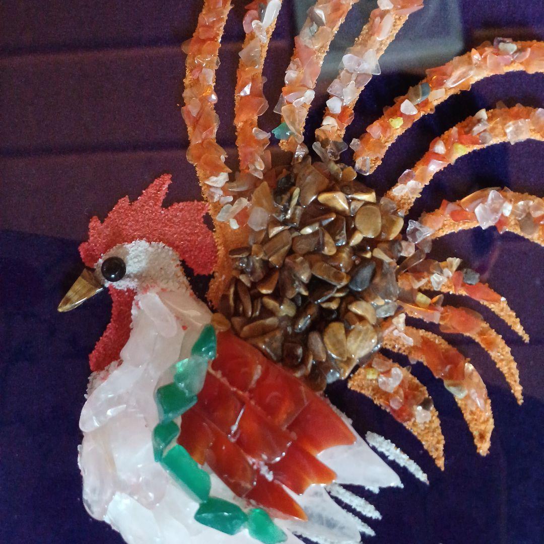 貴石画 めのう細工額 矮鶏(チャボ) 工芸額 - メルカリ